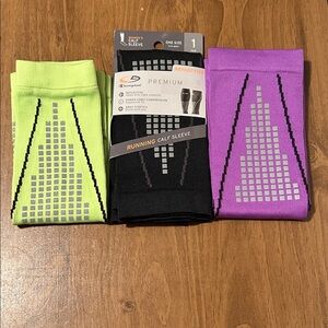 Champion Reflective Running Calf Sleeves - Neon Green, Black, Purple
